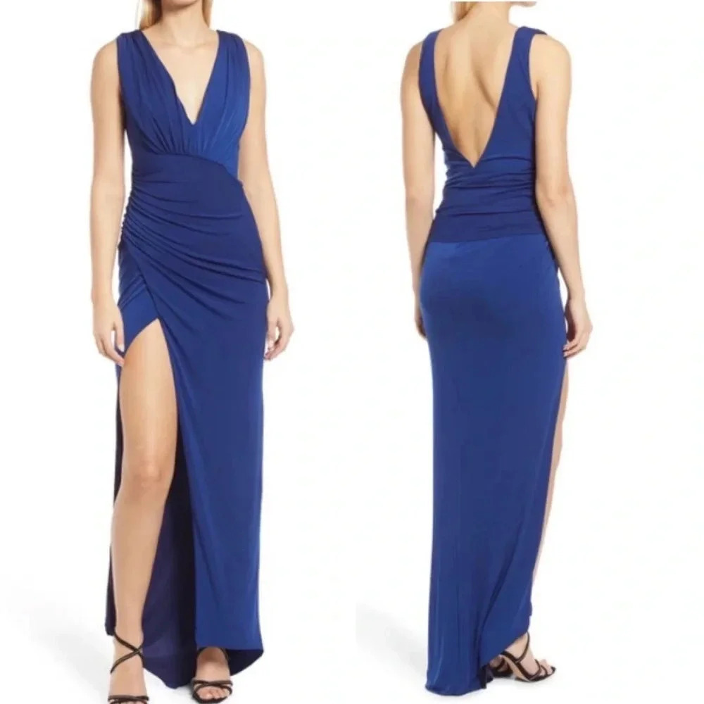 KATIE MAY Sugar Stick Sleeveless Gown In Royal Midnight Blue Size XS NWT